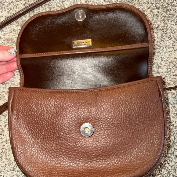 Vintage Dior Brown Leather cross body bag with COA in pictures - Picture 2 of 12